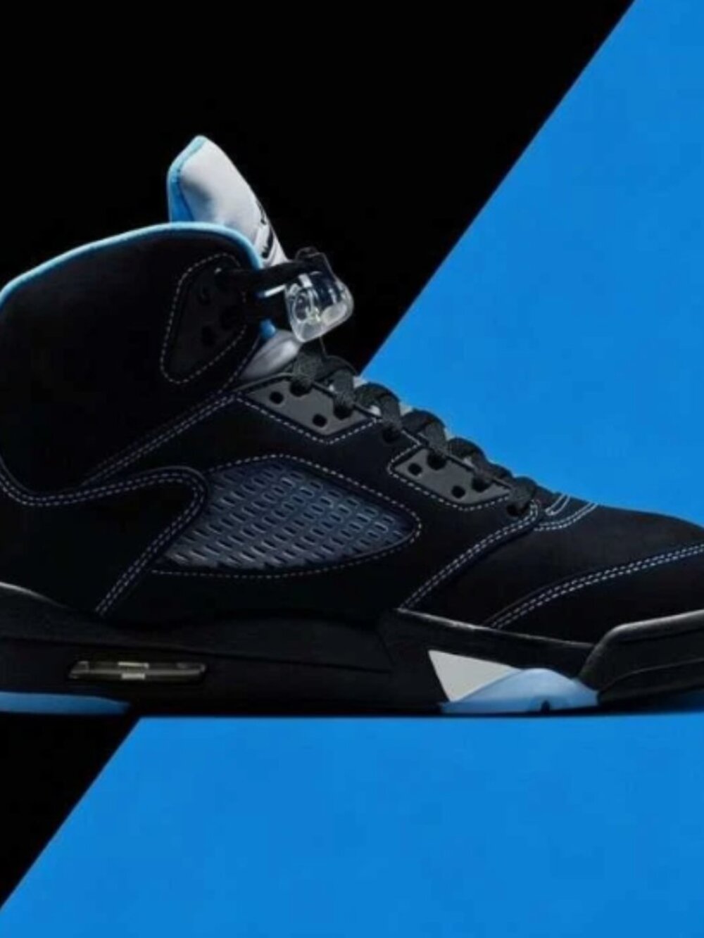 New Nike Air Jordan 5 Retro Black University Blue - Picture 2 of 6